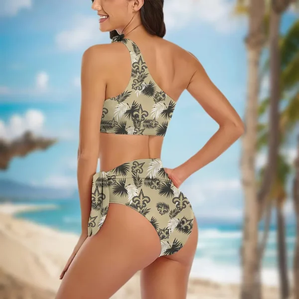 New Orleans Saints Women’s One-shoulder Two Piece Swimsuit Set - Image 2