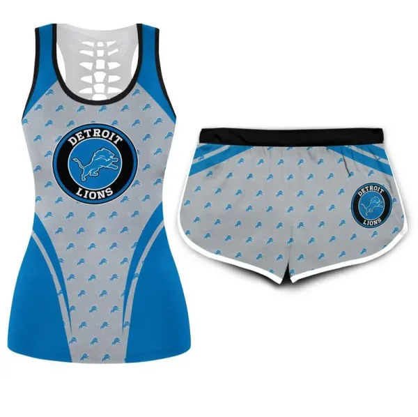 Detroit Lions Combo Hollow Tank Top Sports Shorts