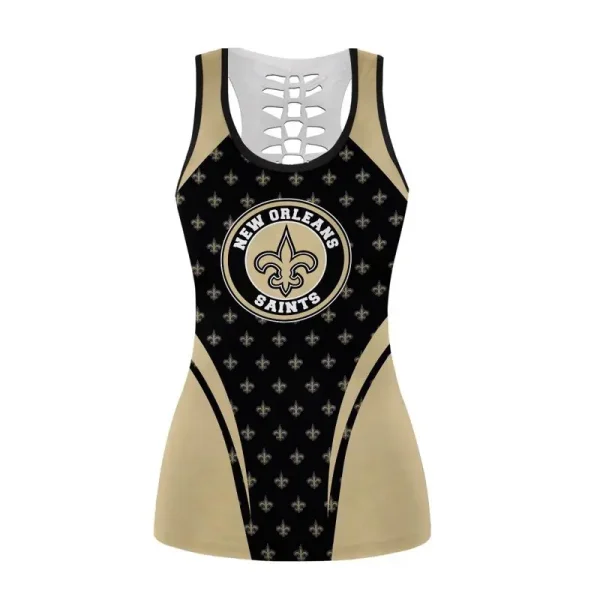 New Orleans Saints Combo Hollow Tank Top Sports Shorts - Image 3