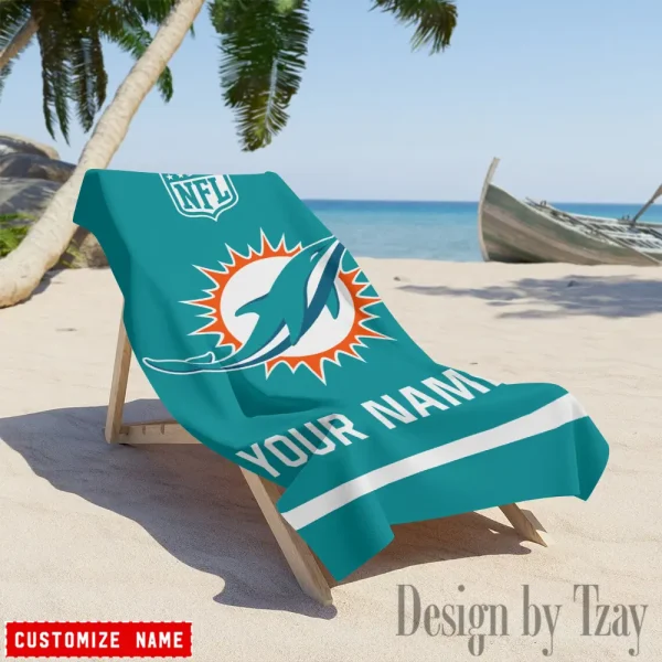 Miami Dolphins Personalized Limited Edition Beach Towel For Fan AZBTOWEL374 - Image 2