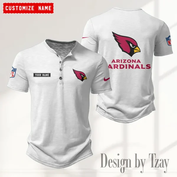 Arizona Cardinals Men's Button Henley Collar T-Shirt New Fashion 2025 SPTMBHCTS001 - Image 2
