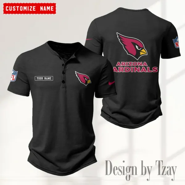Arizona Cardinals Men's Button Henley Collar T-Shirt New Fashion 2025 SPTMBHCTS001 - Image 4