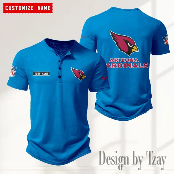 Arizona Cardinals Men's Button Henley Collar T-Shirt New Fashion 2025 SPTMBHCTS001 - Image 5