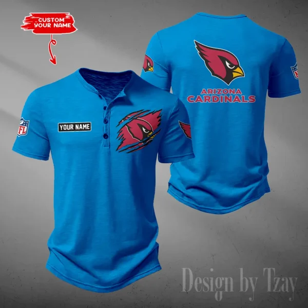 Arizona Cardinals Men's Button Henley Collar T-Shirt New Fashion 2025 SPTMBHCTS033