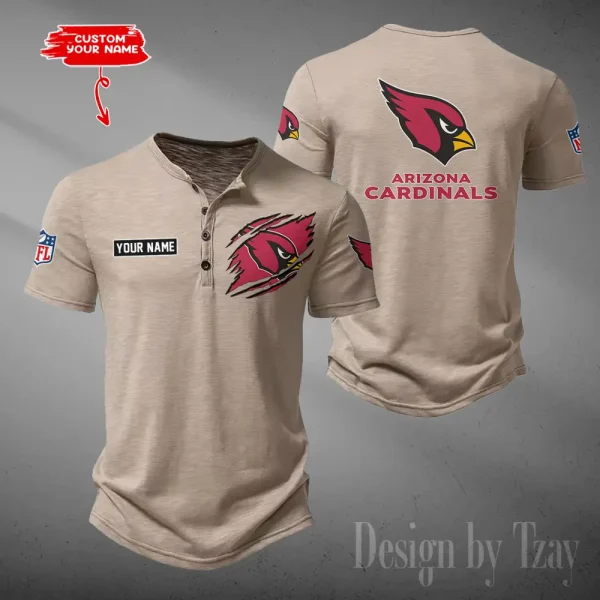 Arizona Cardinals Men's Button Henley Collar T-Shirt New Fashion 2025 SPTMBHCTS033 - Image 2