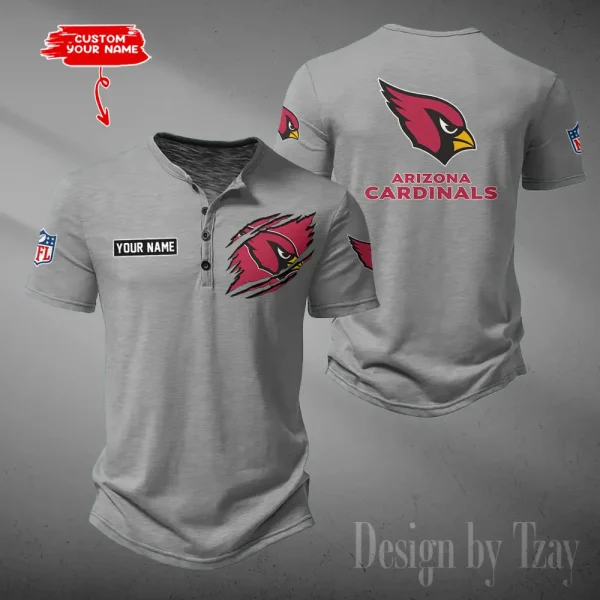 Arizona Cardinals Men's Button Henley Collar T-Shirt New Fashion 2025 SPTMBHCTS033 - Image 3