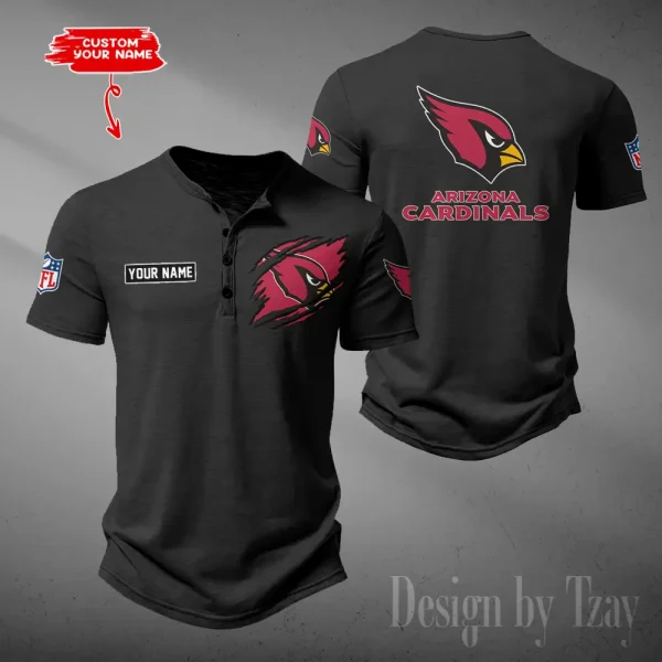 Arizona Cardinals Men's Button Henley Collar T-Shirt New Fashion 2025 SPTMBHCTS033 - Image 5