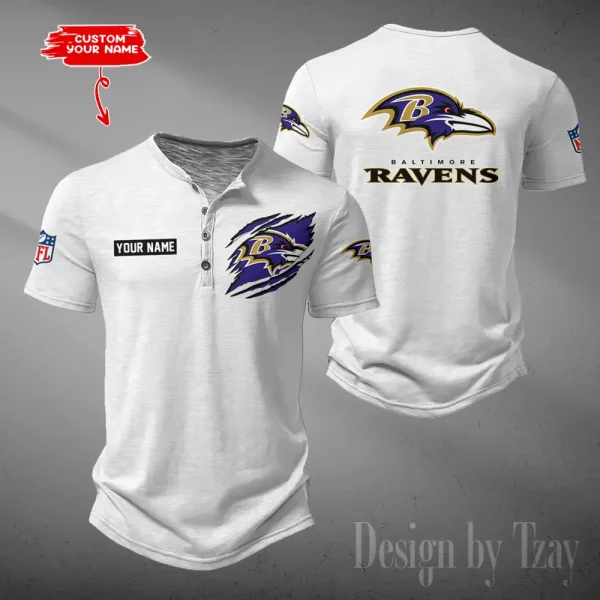 Baltimore Ravens Men's Button Henley Collar T-Shirt New Fashion 2025 SPTMBHCTS035 - Image 4