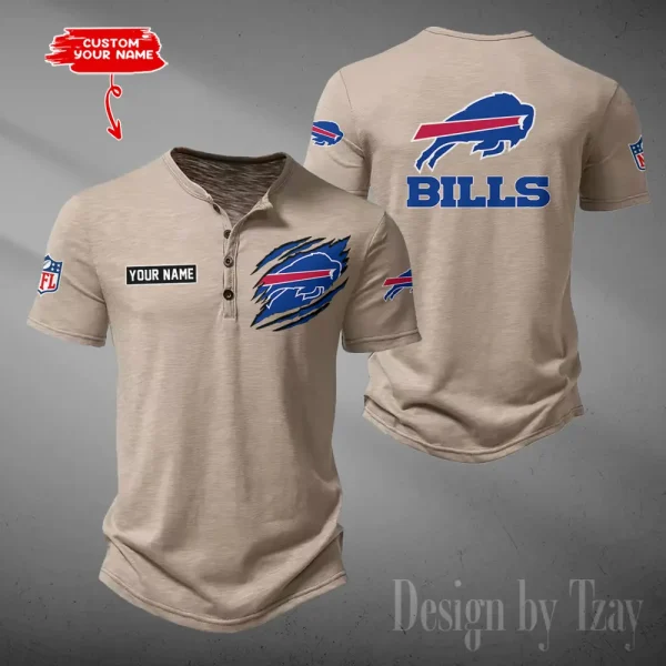 Buffalo Bills Men's Button Henley Collar T-Shirt New Fashion 2025 SPTMBHCTS036 - Image 2