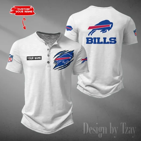 Buffalo Bills Men's Button Henley Collar T-Shirt New Fashion 2025 SPTMBHCTS036 - Image 4