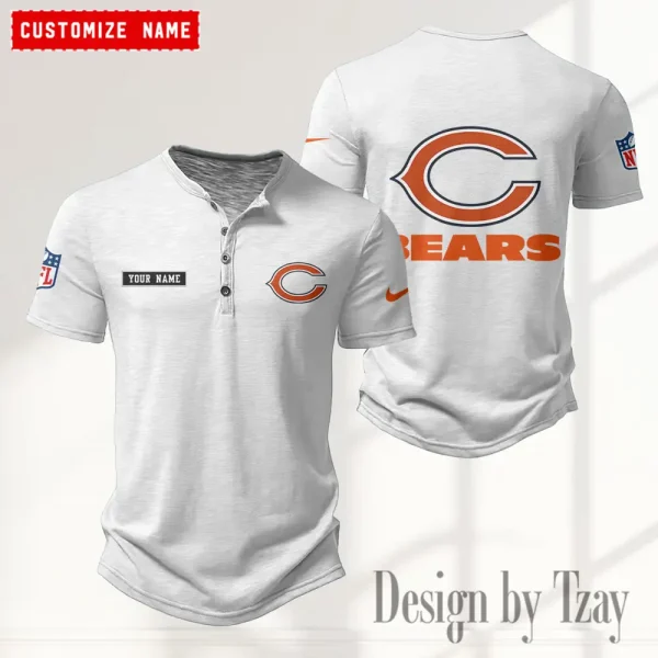 Chicago Bears Men's Button Henley Collar T-Shirt New Fashion 2025 SPTMBHCTS006 - Image 2