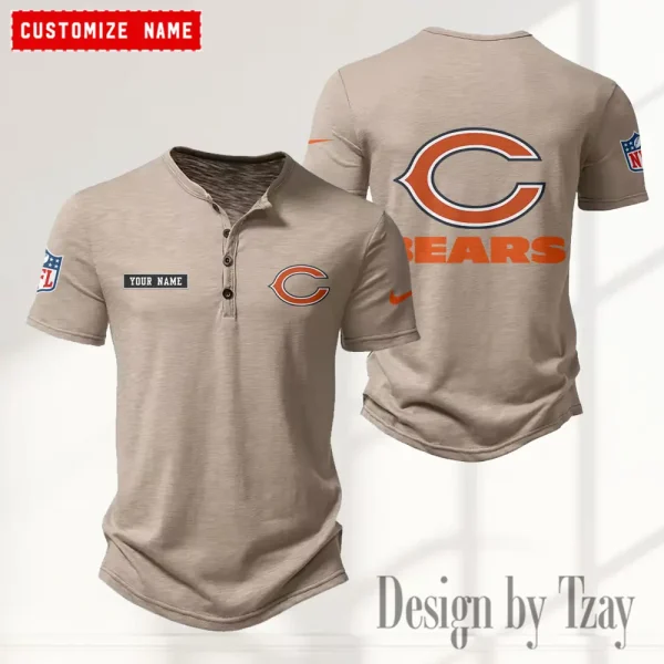 Chicago Bears Men's Button Henley Collar T-Shirt New Fashion 2025 SPTMBHCTS006