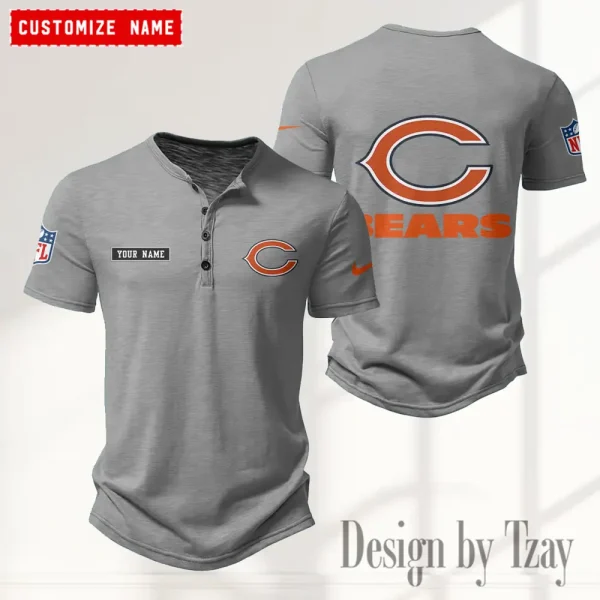 Chicago Bears Men's Button Henley Collar T-Shirt New Fashion 2025 SPTMBHCTS006 - Image 4