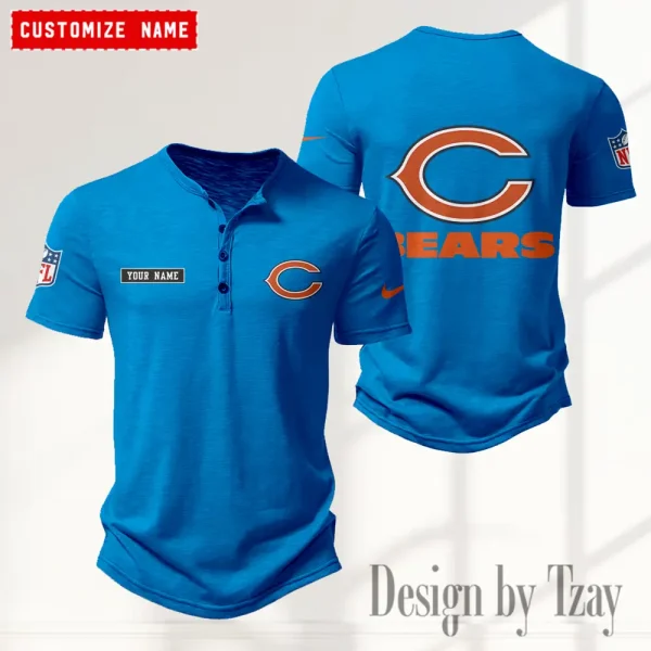 Chicago Bears Men's Button Henley Collar T-Shirt New Fashion 2025 SPTMBHCTS006 - Image 5