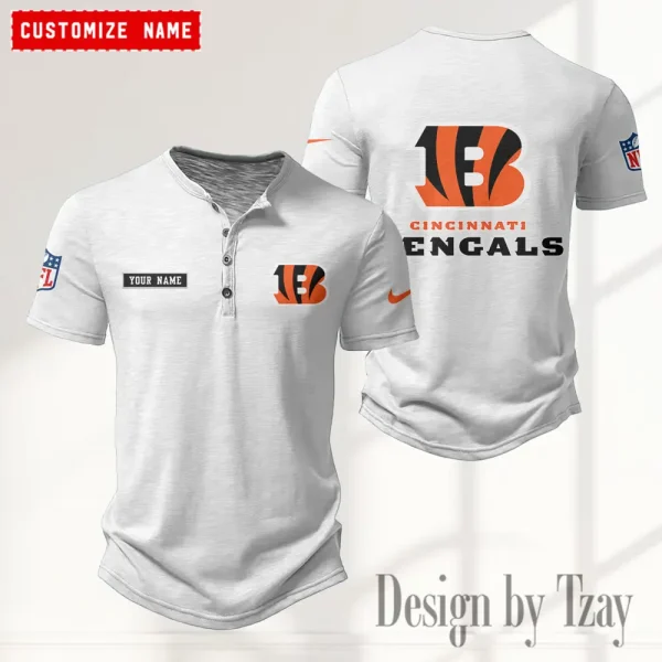 Cincinnati Bengals Men's Button Henley Collar T-Shirt New Fashion 2025 SPTMBHCTS007