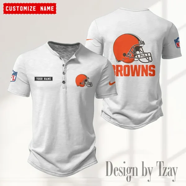 Cleveland Browns Men's Button Henley Collar T-Shirt New Fashion 2025 SPTMBHCTS008 - Image 5