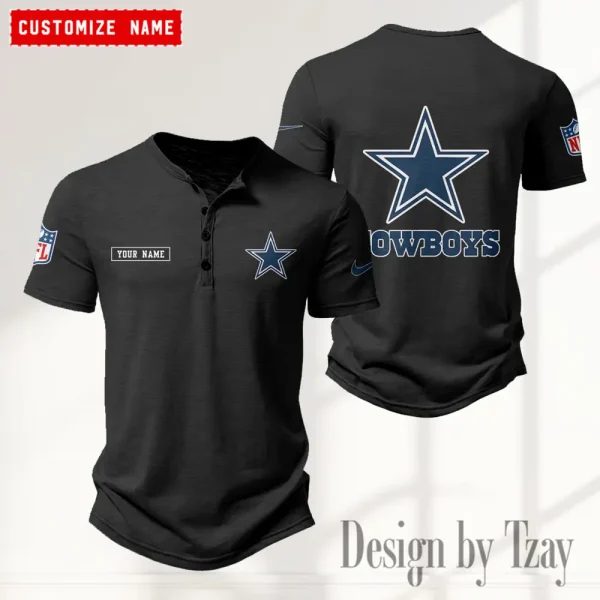 Dallas Cowboys Men's Button Henley Collar T-Shirt New Fashion 2025 SPTMBHCTS009
