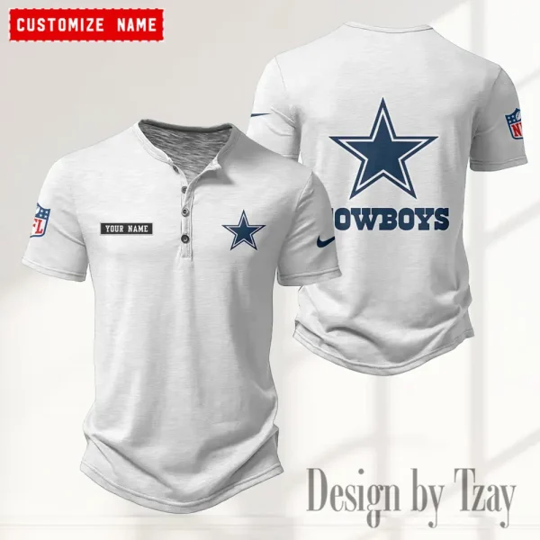 Dallas Cowboys Men's Button Henley Collar T-Shirt New Fashion 2025 SPTMBHCTS009 - Image 2