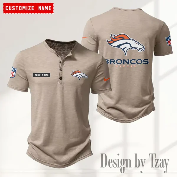 Denver Broncos Men's Button Henley Collar T-Shirt New Fashion 2025 SPTMBHCTS010