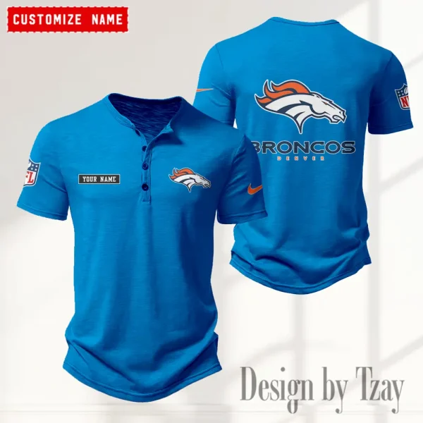 Denver Broncos Men's Button Henley Collar T-Shirt New Fashion 2025 SPTMBHCTS010 - Image 4