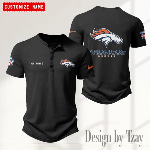 Denver Broncos Men's Button Henley Collar T-Shirt New Fashion 2025 SPTMBHCTS010 - Image 5