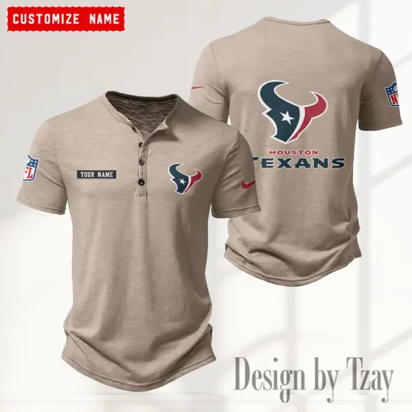 Houston Texans Men's Button Henley Collar T-Shirt New Fashion 2025 SPTMBHCTS013