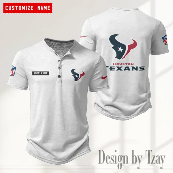 Houston Texans Men's Button Henley Collar T-Shirt New Fashion 2025 SPTMBHCTS013 - Image 3