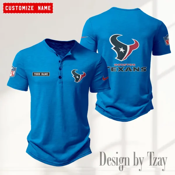 Houston Texans Men's Button Henley Collar T-Shirt New Fashion 2025 SPTMBHCTS013 - Image 4