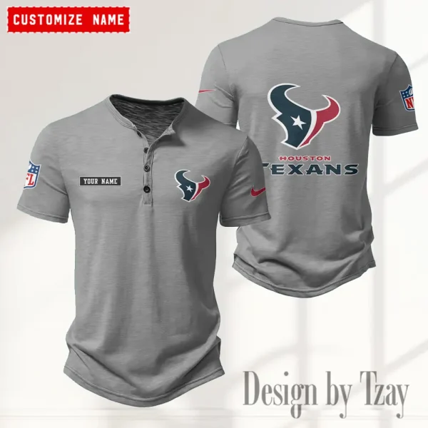 Houston Texans Men's Button Henley Collar T-Shirt New Fashion 2025 SPTMBHCTS013 - Image 5