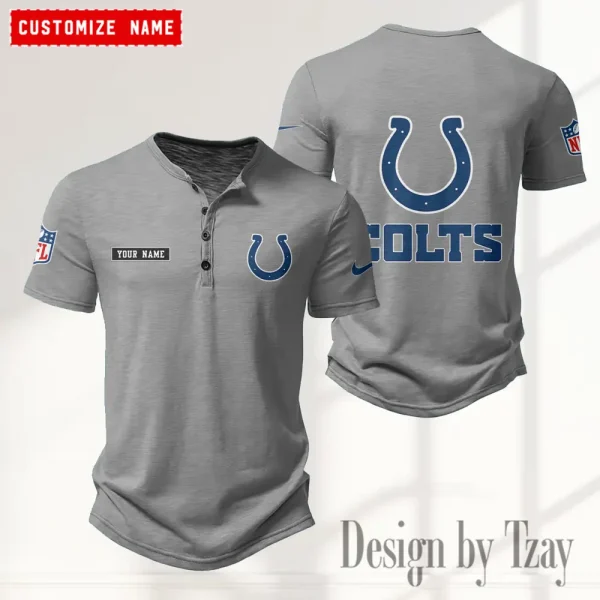 Indianapolis Colts Men's Button Henley Collar T-Shirt New Fashion 2025 SPTMBHCTS014 - Image 3