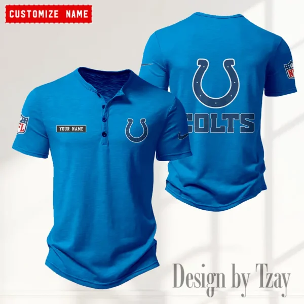 Indianapolis Colts Men's Button Henley Collar T-Shirt New Fashion 2025 SPTMBHCTS014 - Image 4