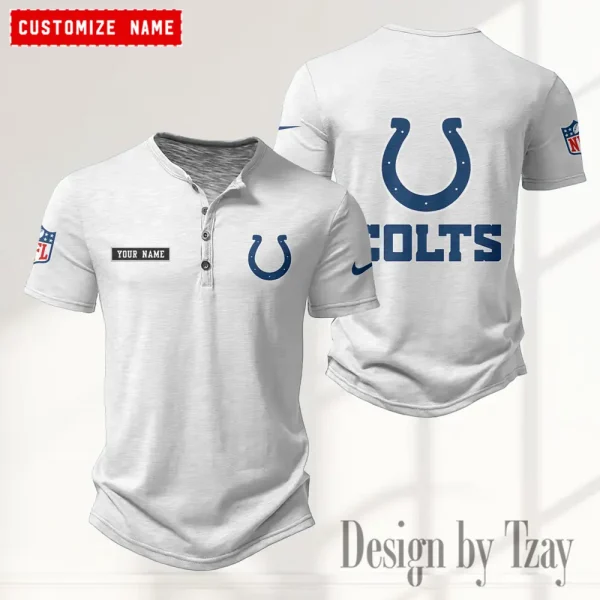 Indianapolis Colts Men's Button Henley Collar T-Shirt New Fashion 2025 SPTMBHCTS014 - Image 5