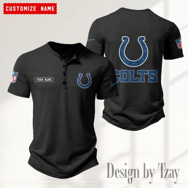 Indianapolis Colts Men's Button Henley Collar T-Shirt New Fashion 2025 SPTMBHCTS014