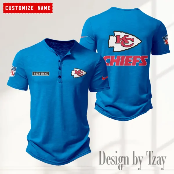 Kansas City Chiefs Men's Button Henley Collar T-Shirt New Fashion 2025 SPTMBHCTS016 - Image 4