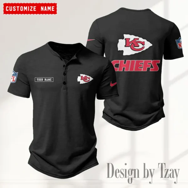 Kansas City Chiefs Men's Button Henley Collar T-Shirt New Fashion 2025 SPTMBHCTS016 - Image 5