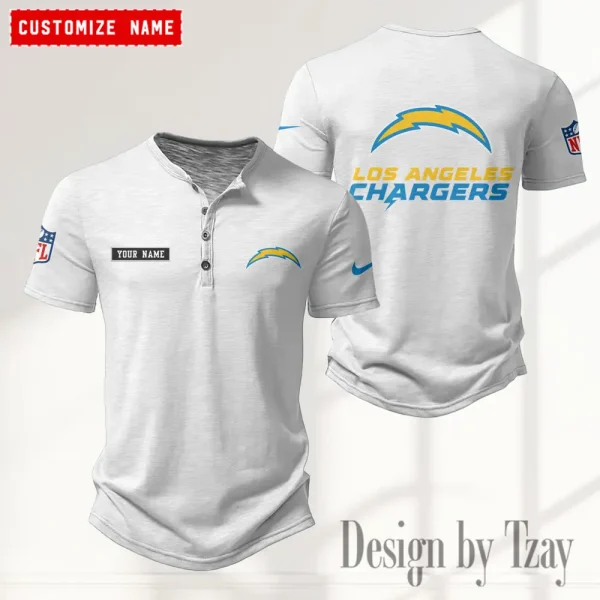 Los Angeles Chargers Men's Button Henley Collar T-Shirt New Fashion 2025 SPTMBHCTS018 - Image 4