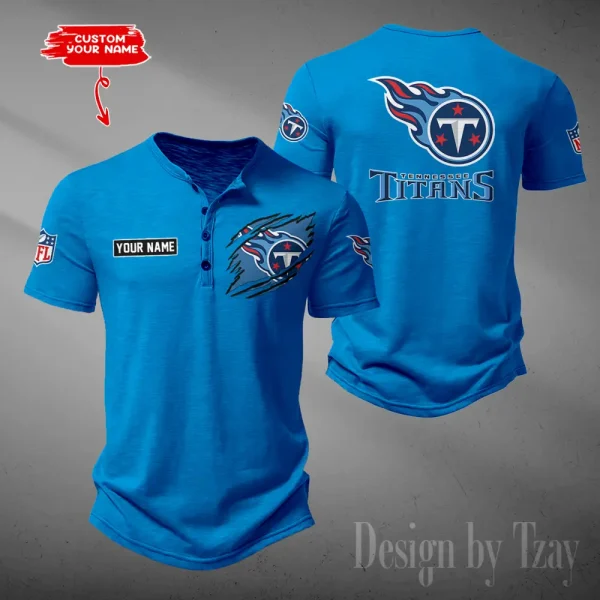 Tennessee Titans Men's Button Henley Collar T-Shirt New Fashion 2025 SPTMBHCTS038
