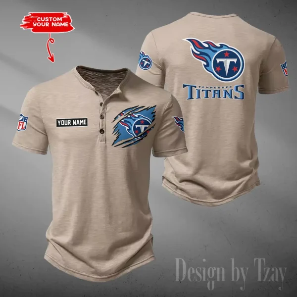 Tennessee Titans Men's Button Henley Collar T-Shirt New Fashion 2025 SPTMBHCTS038 - Image 2