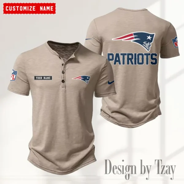 New England Patriots Men's Button Henley Collar T-Shirt New Fashion 2025 SPTMBHCTS022 - Image 2