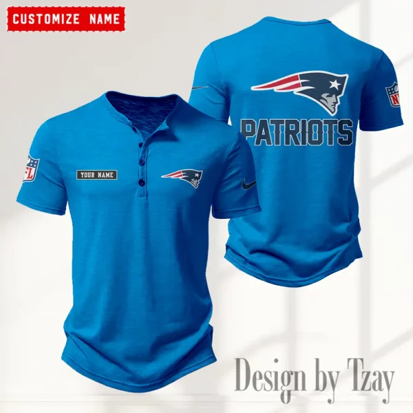New England Patriots Men's Button Henley Collar T-Shirt New Fashion 2025 SPTMBHCTS022 - Image 3