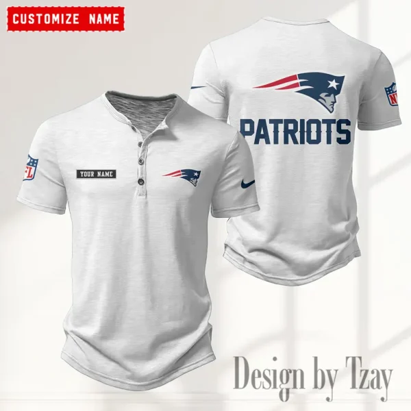 New England Patriots Men's Button Henley Collar T-Shirt New Fashion 2025 SPTMBHCTS022 - Image 4