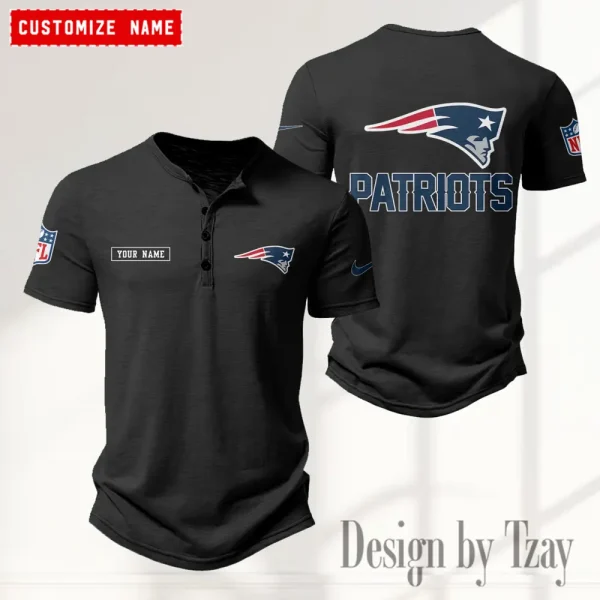 New England Patriots Men's Button Henley Collar T-Shirt New Fashion 2025 SPTMBHCTS022 - Image 5