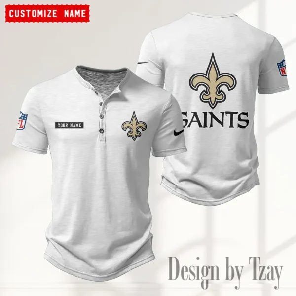 New Orleans Saints Men's Button Henley Collar T-Shirt New Fashion 2025 SPTMBHCTS023 - Image 4