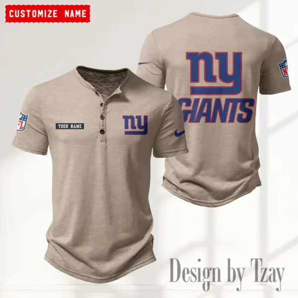 New York Giants Men's Button Henley Collar T-Shirt New Fashion 2025 SPTMBHCTS024 - Image 2