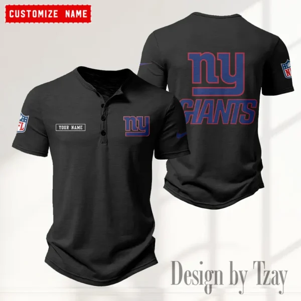 New York Giants Men's Button Henley Collar T-Shirt New Fashion 2025 SPTMBHCTS024 - Image 3