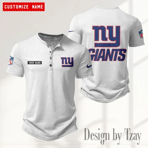 New York Giants Men's Button Henley Collar T-Shirt New Fashion 2025 SPTMBHCTS024 - Image 4
