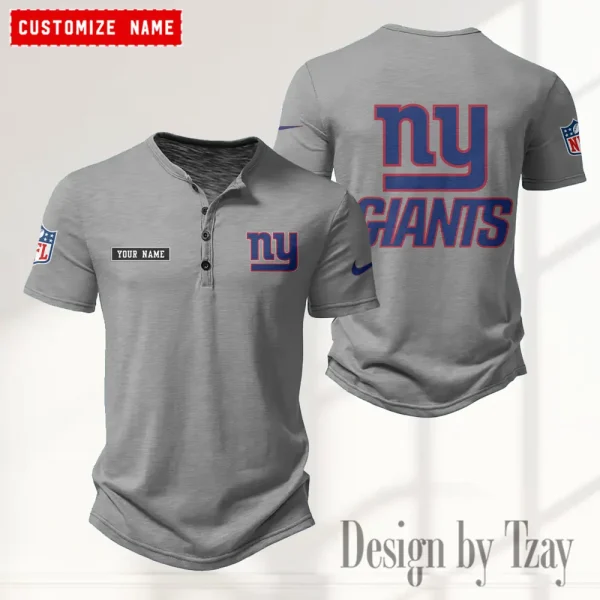 New York Giants Men's Button Henley Collar T-Shirt New Fashion 2025 SPTMBHCTS024 - Image 5