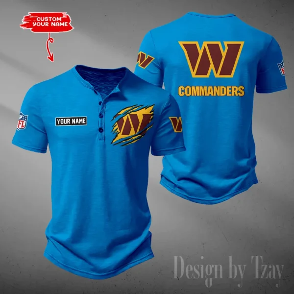 Washington Commanders Men's Button Henley Collar T-Shirt New Fashion 2025 SPTMBHCTS039