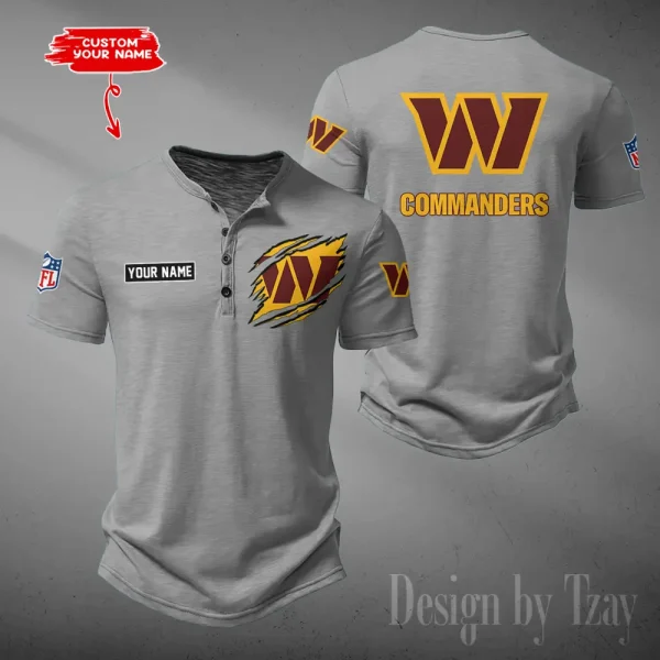 Washington Commanders Men's Button Henley Collar T-Shirt New Fashion 2025 SPTMBHCTS039 - Image 3