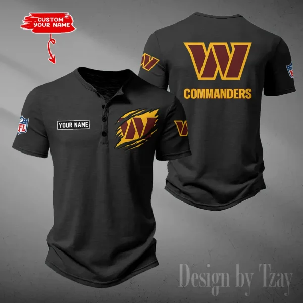 Washington Commanders Men's Button Henley Collar T-Shirt New Fashion 2025 SPTMBHCTS039 - Image 5